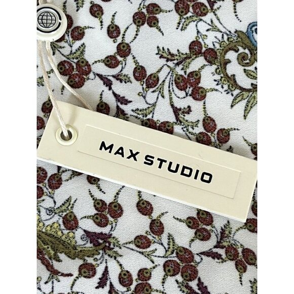 MAX STUDIO Women's Sz XS Cream & Burgundy Spring Floral Kimono NWT - Picture 8 of 10